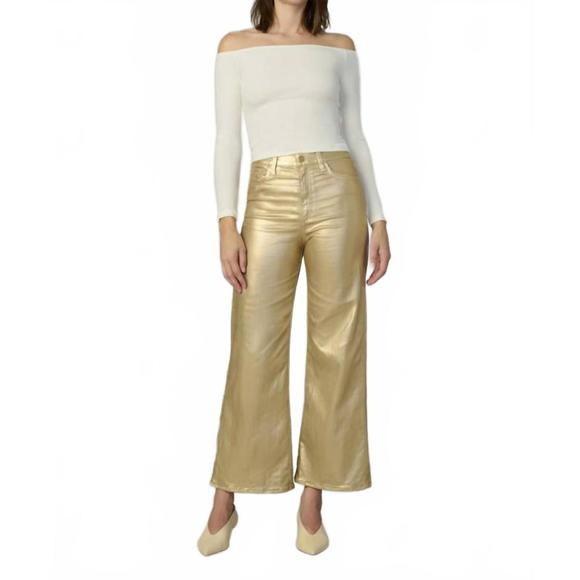 NEW JOE'S JEANS mia high rise wide leg ankle pants in gold foil - Picture 1 of 7